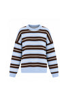 Round Neck Striped Knit Blue Blouse