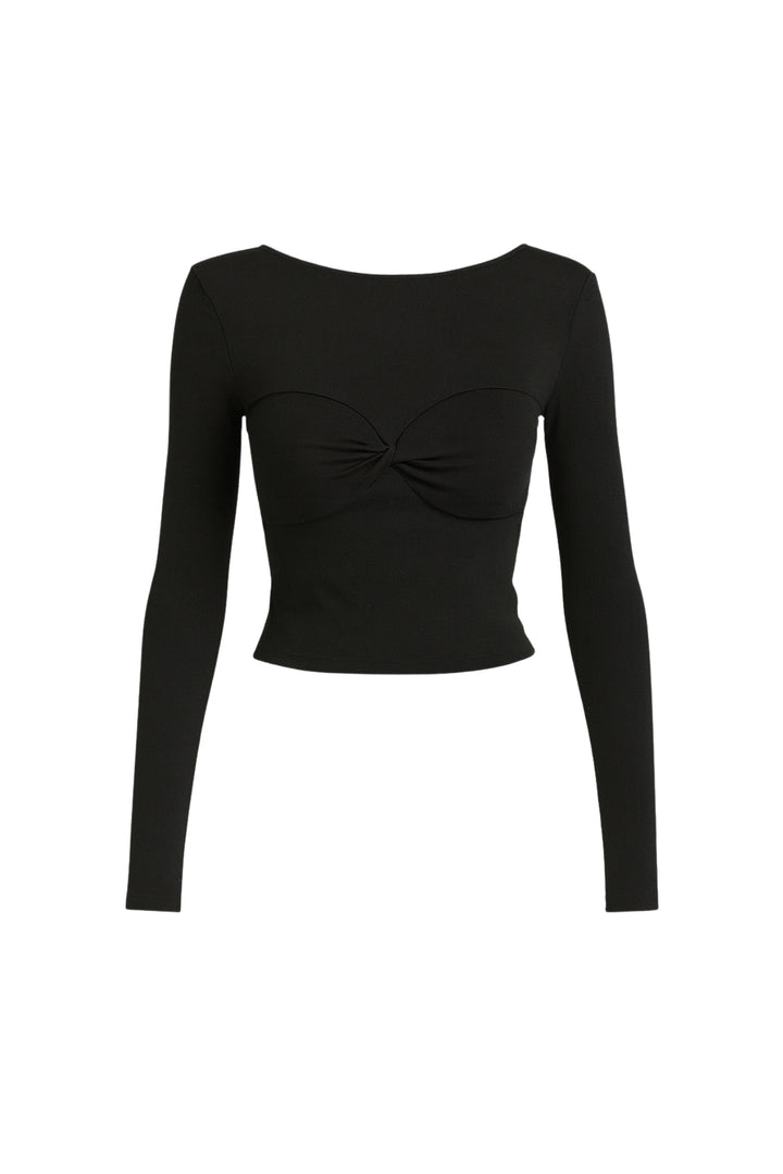 Black Blouse with Chest Knot Detail 