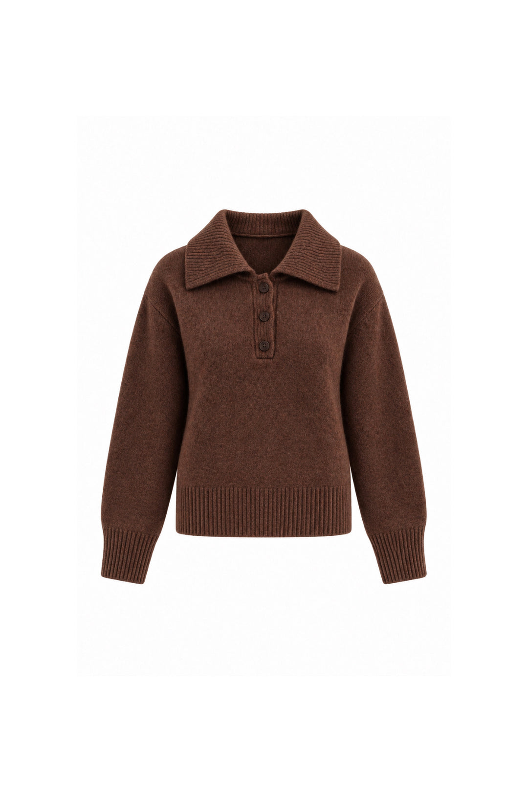 Brown Button-Up Polo Sweater