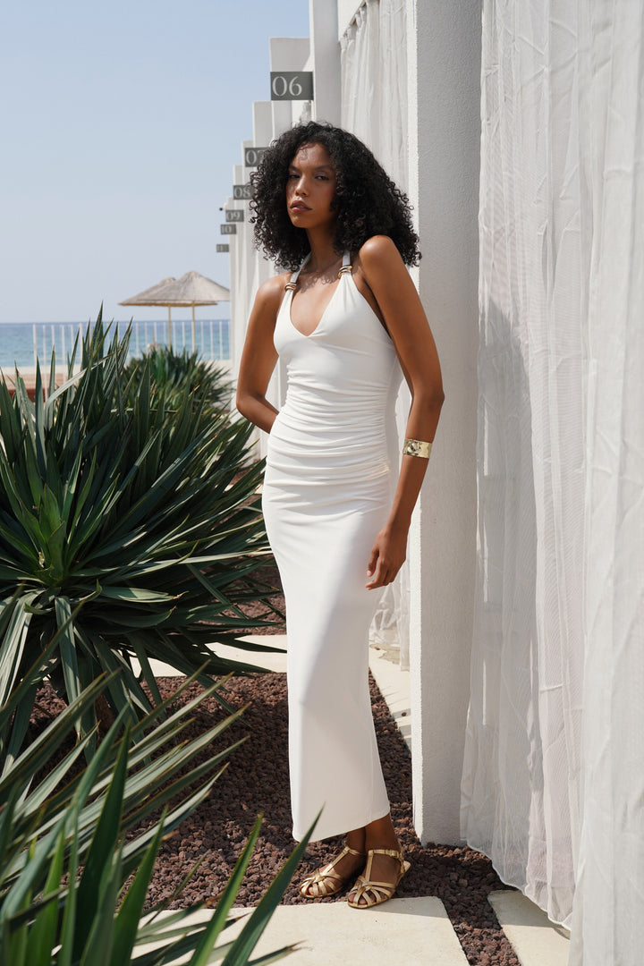 Accessory Detail Maxi White Dress 