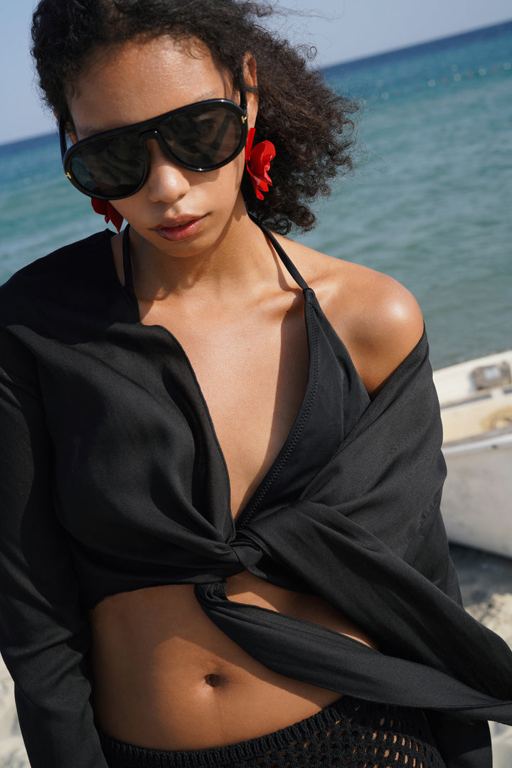 Knitted Black Mini Skirt 