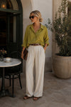 Cep Detay Basic Oversize Yeşil Gömlek