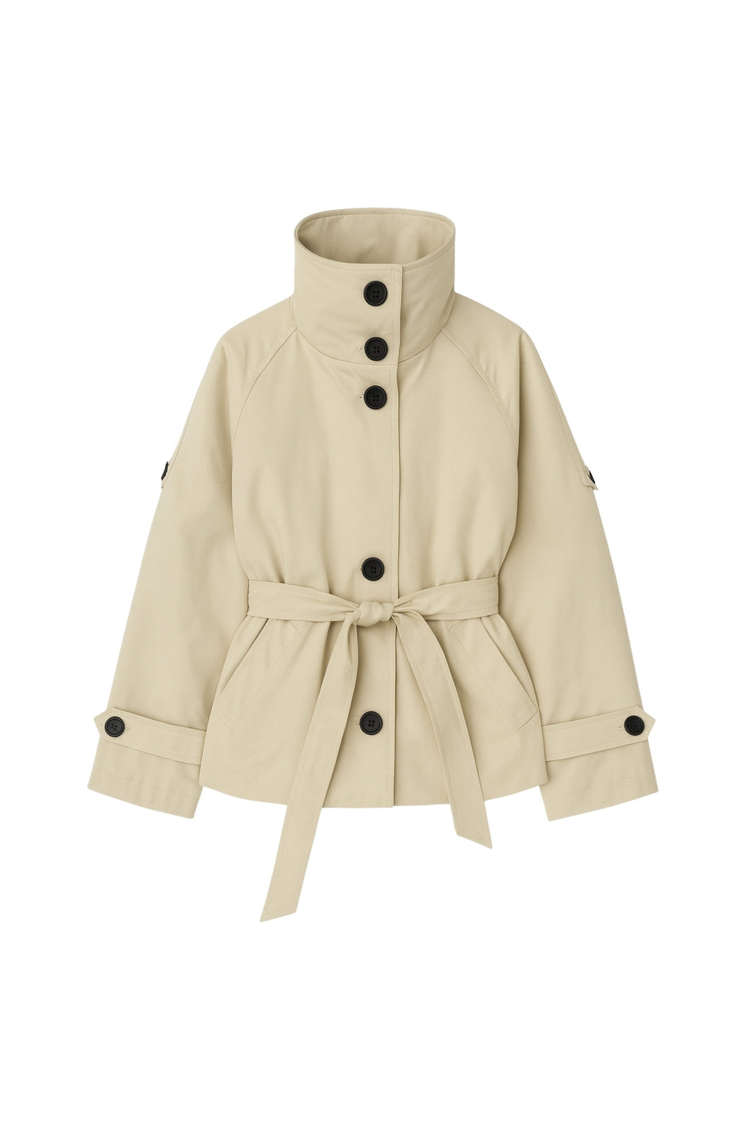 Dik Yaka Crop Bej Trençkot