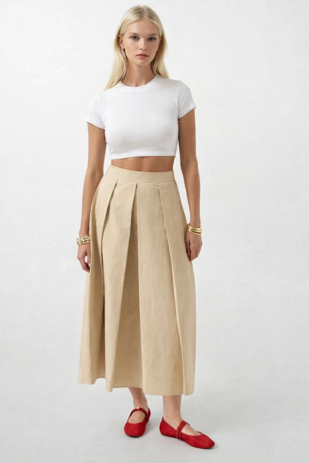 Likralı Basic Crop Beyaz T-Shirt