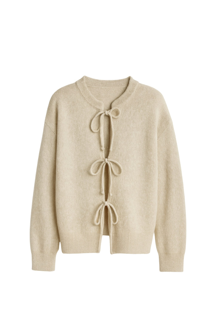 Bağlamalı Triko Ekru Kazak