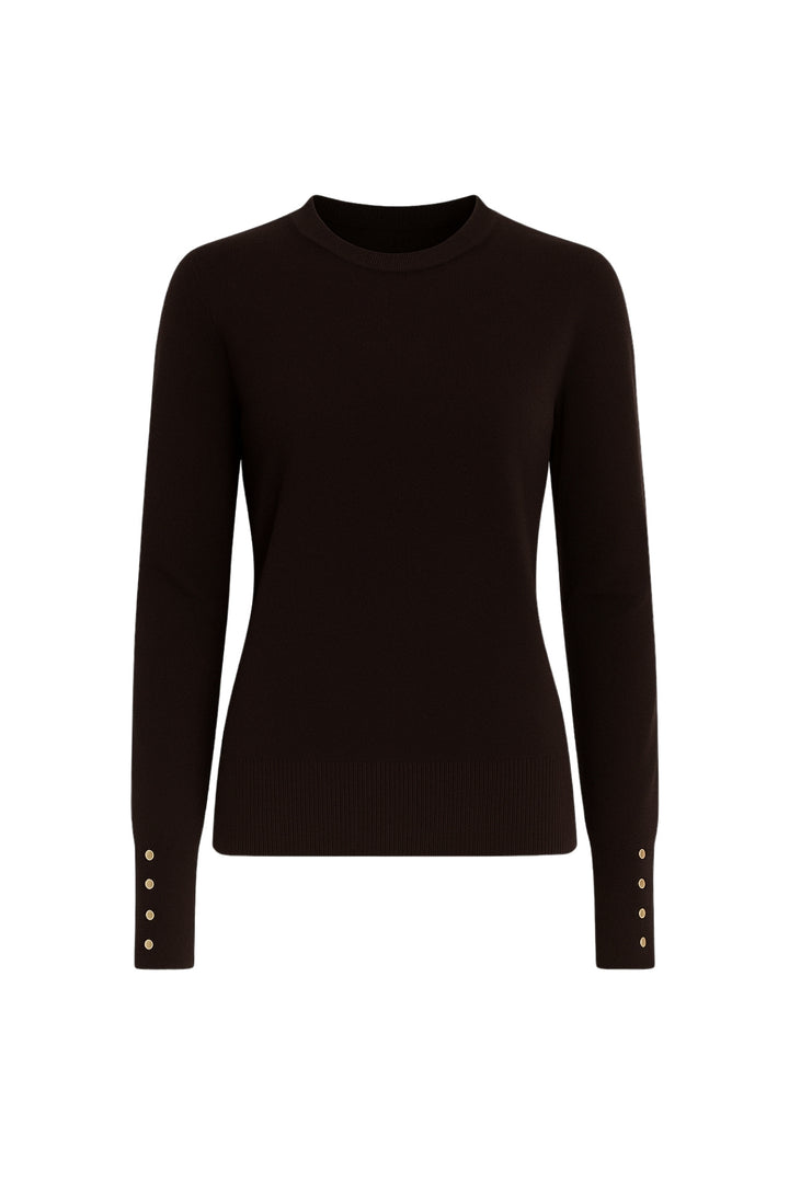 Düğme Detay Bisiklet Yaka Siyah Bluz