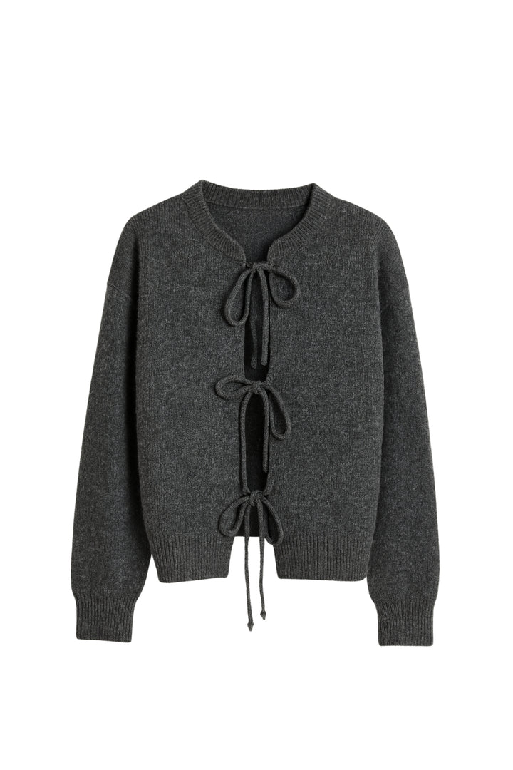 Bağlamalı Triko Gri Kazak