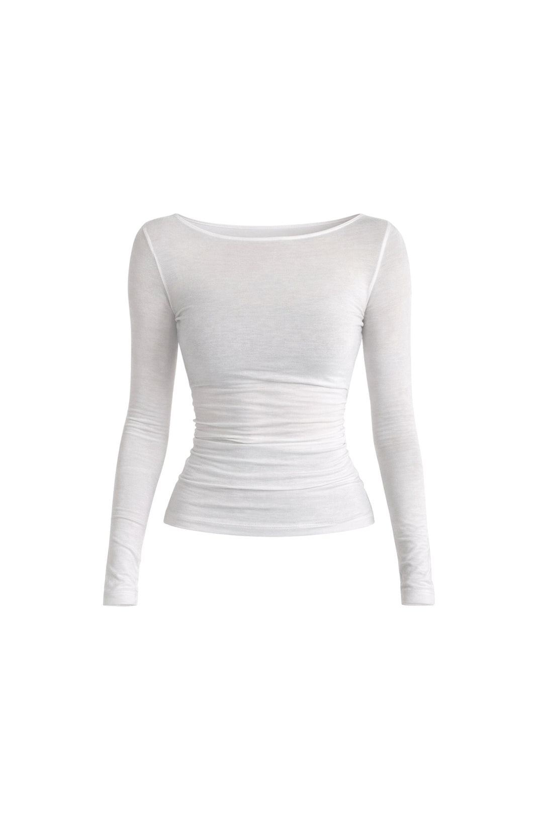 Kayık Yaka Beyaz Transparan Bluz