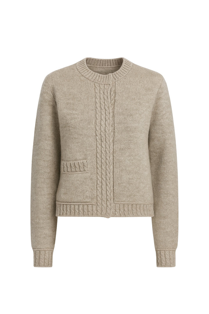 Tek Cepli Çıtçıtlı Vizon Triko Hırka