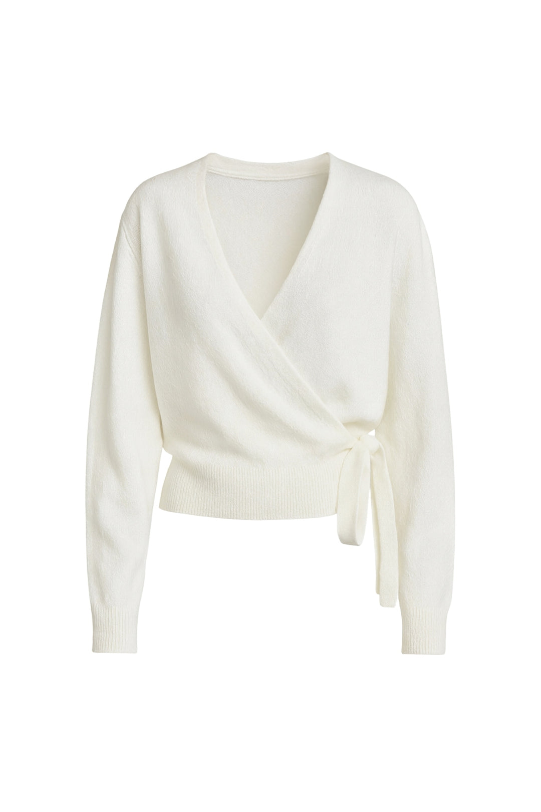 Kruvaze Bağlamalı Ekru Triko Hırka