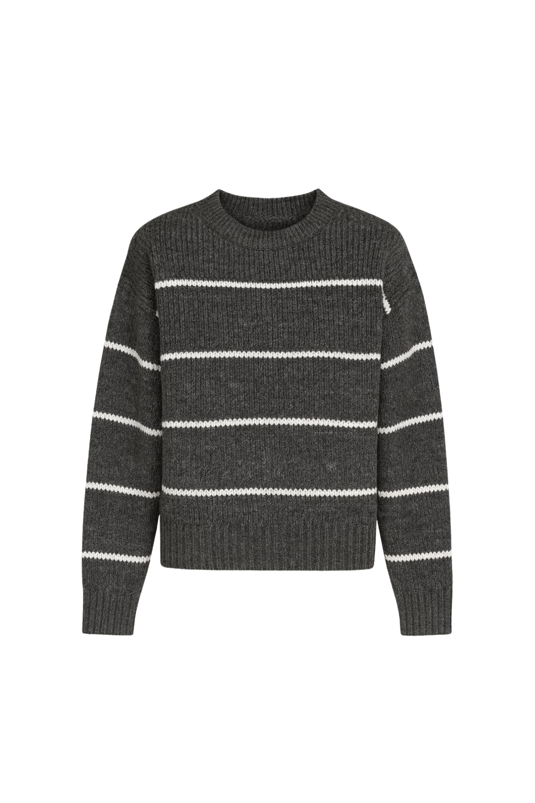 Çizgili Basic Antrasit Triko Kazak