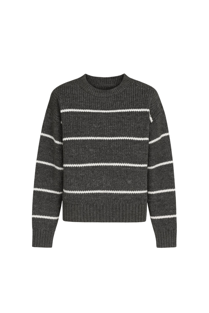 Çizgili Basic Antrasit Triko Kazak