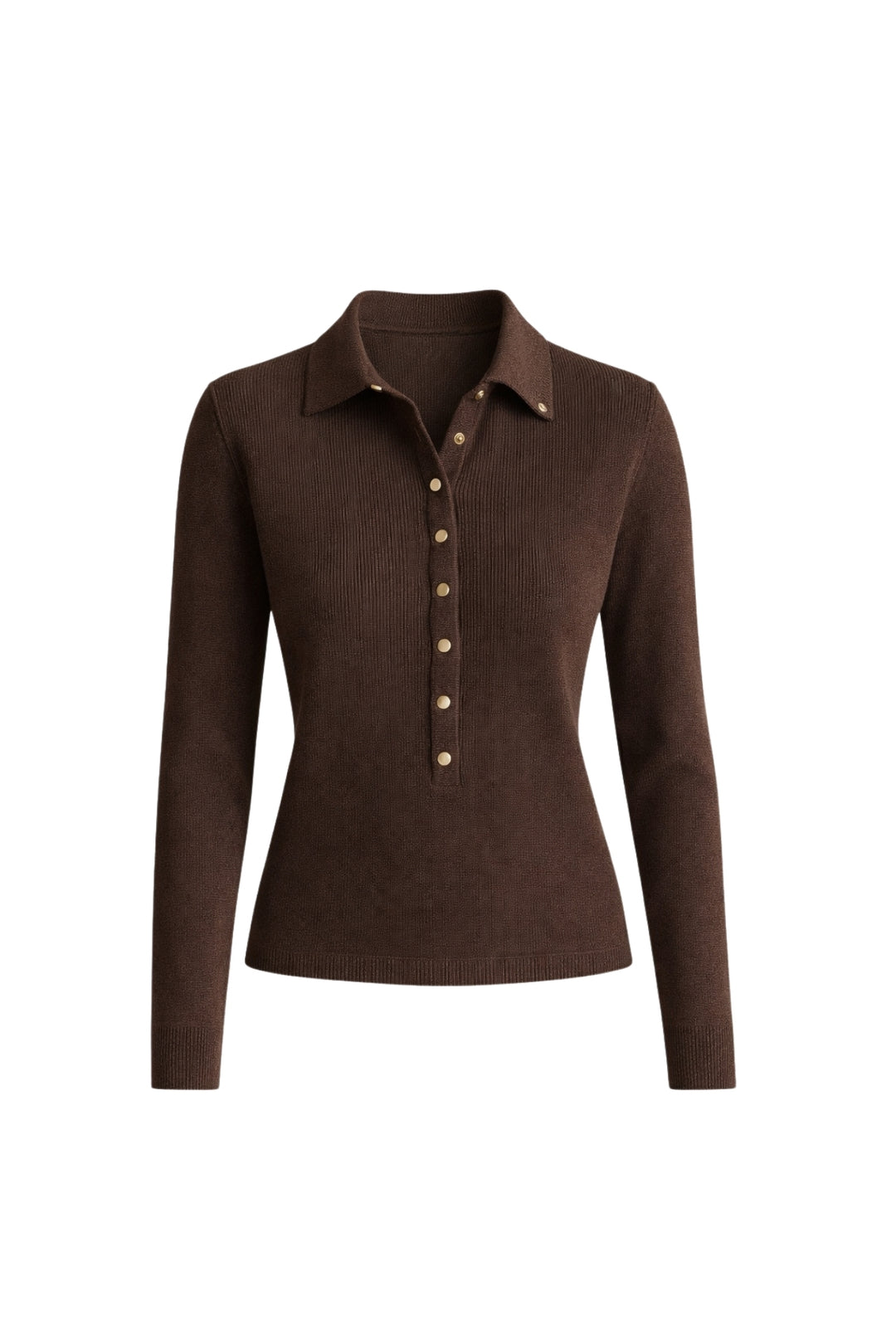 Balıkçı Yaka Çıtçıtlı Vizon Triko Bluz