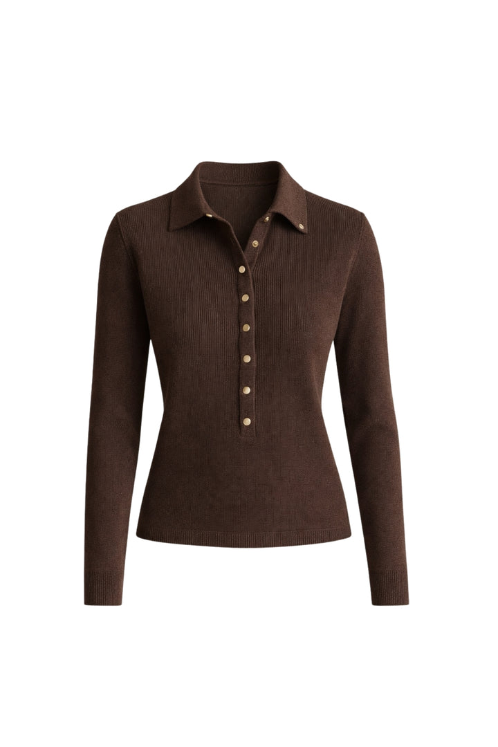 Balıkçı Yaka Çıtçıtlı Vizon Triko Bluz