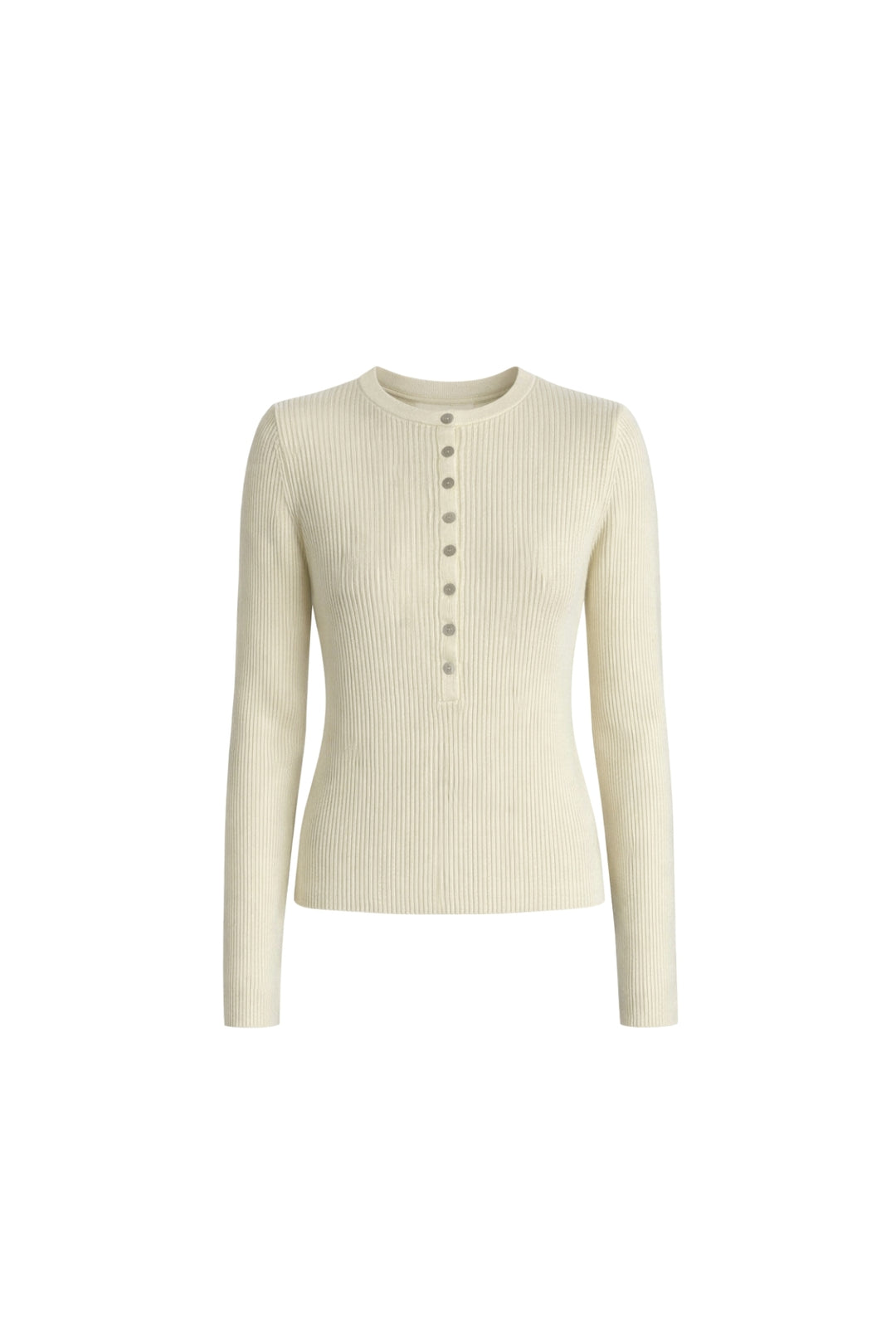 Bisiklet Yaka Düğme Detay Ekru Triko Bluz