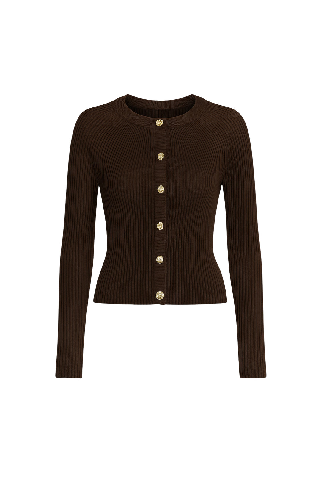 Volan Kol Gold Düğmeli Bisiklet Yaka Kahverengi Bluz