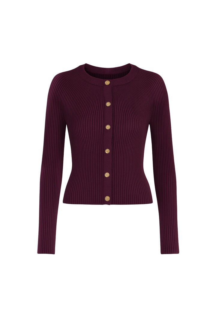 Volan Kol Gold Düğmeli Bisiklet Yaka Bordo Bluz