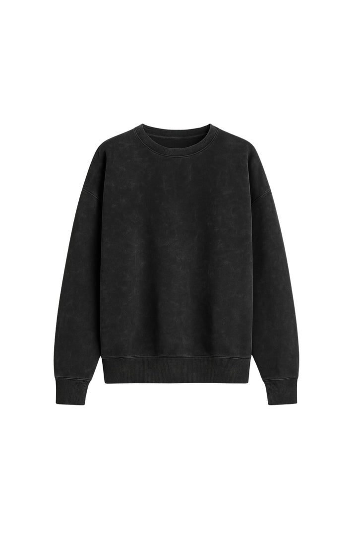 Yıkamalı Oversize Siyah Sweatshirt