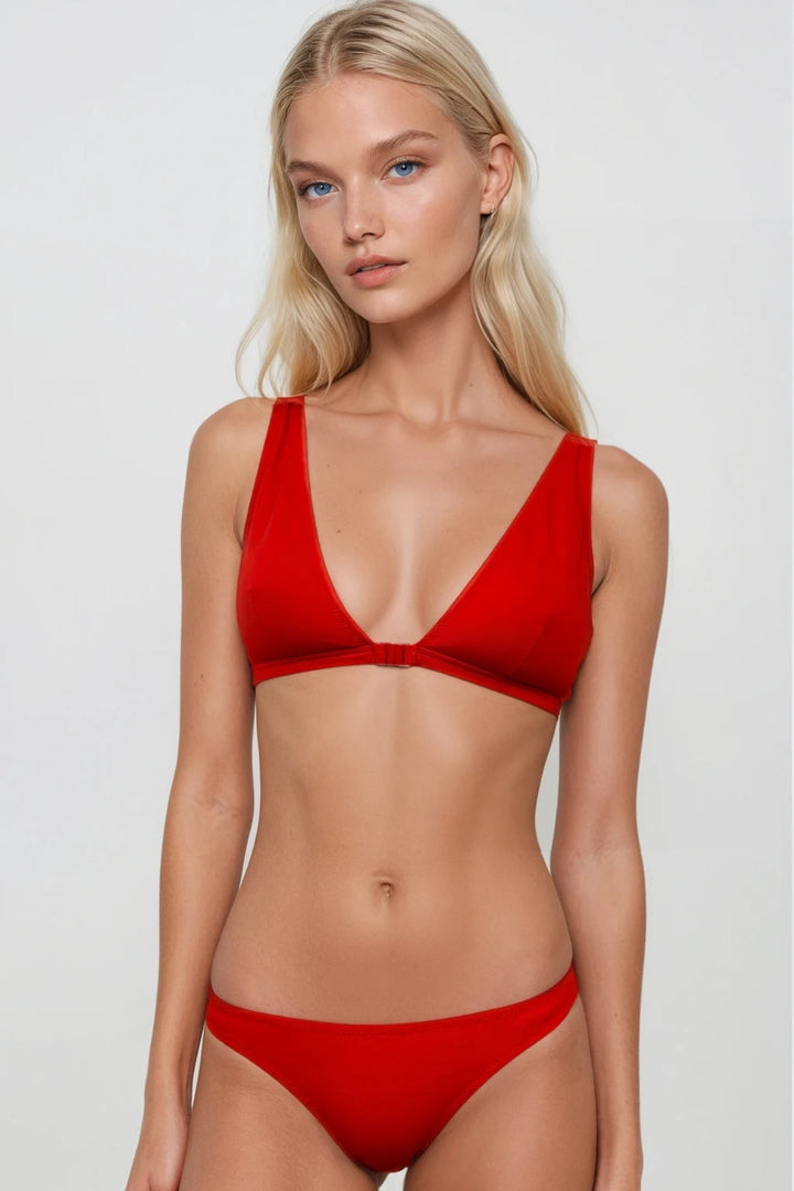 Red Bralette Bikini Set 