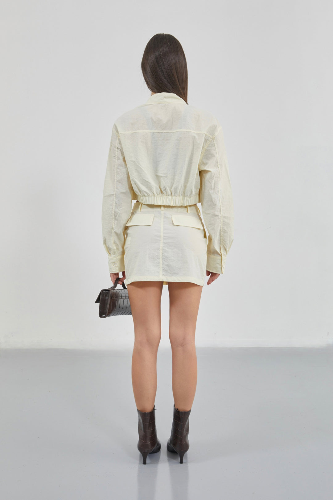 Pocket Detail Parachute Ecru Skirt 