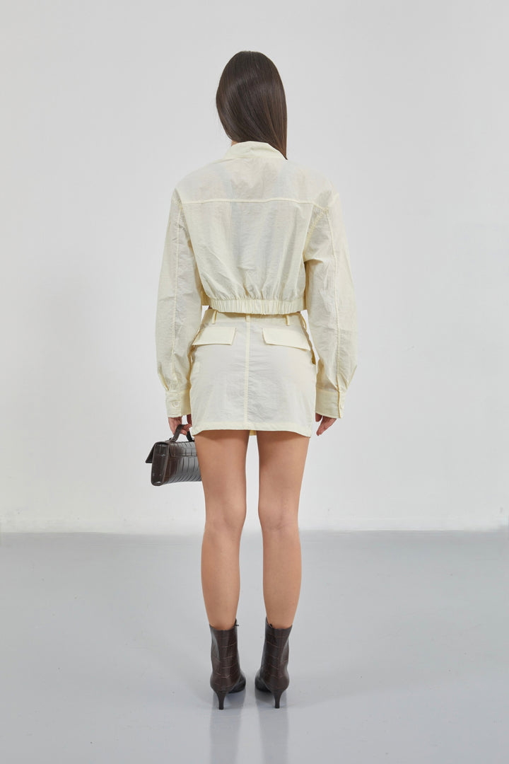 Pocket Detail Parachute Ecru Skirt 
