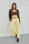 Belt Detail High Waist Yellow Trousers