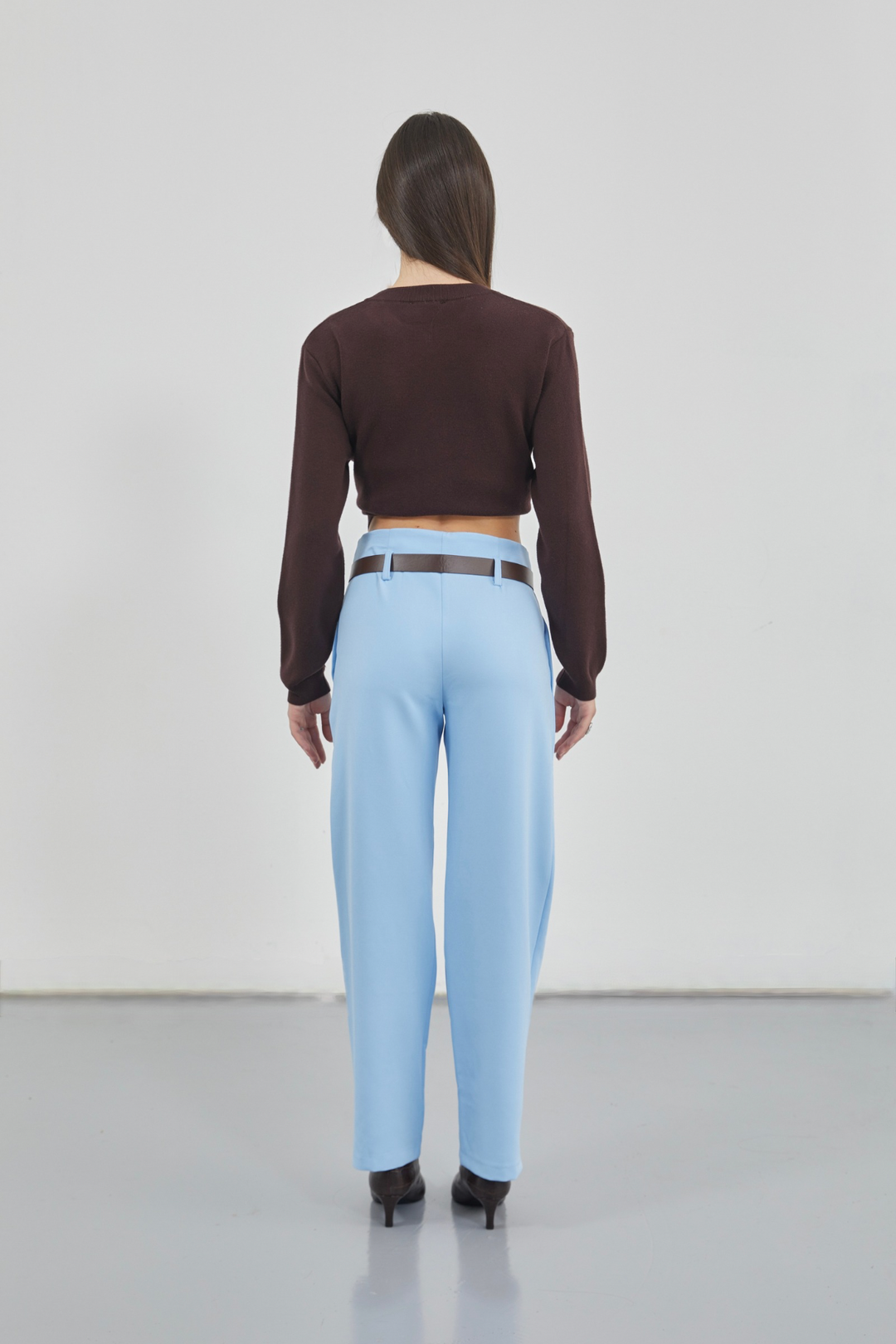 Kemer Detay Yüksek Bel Bebe Mavi Pantolon