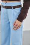 Belt Detail High Waist Baby Blue Trousers