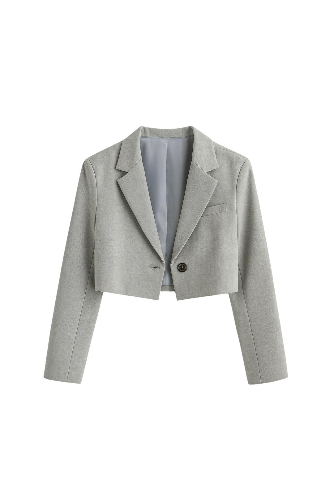 Crop Basic Blazer Gri Ceket