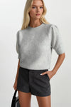 Bisiklet Yaka Gri Kısa Kol Bluz