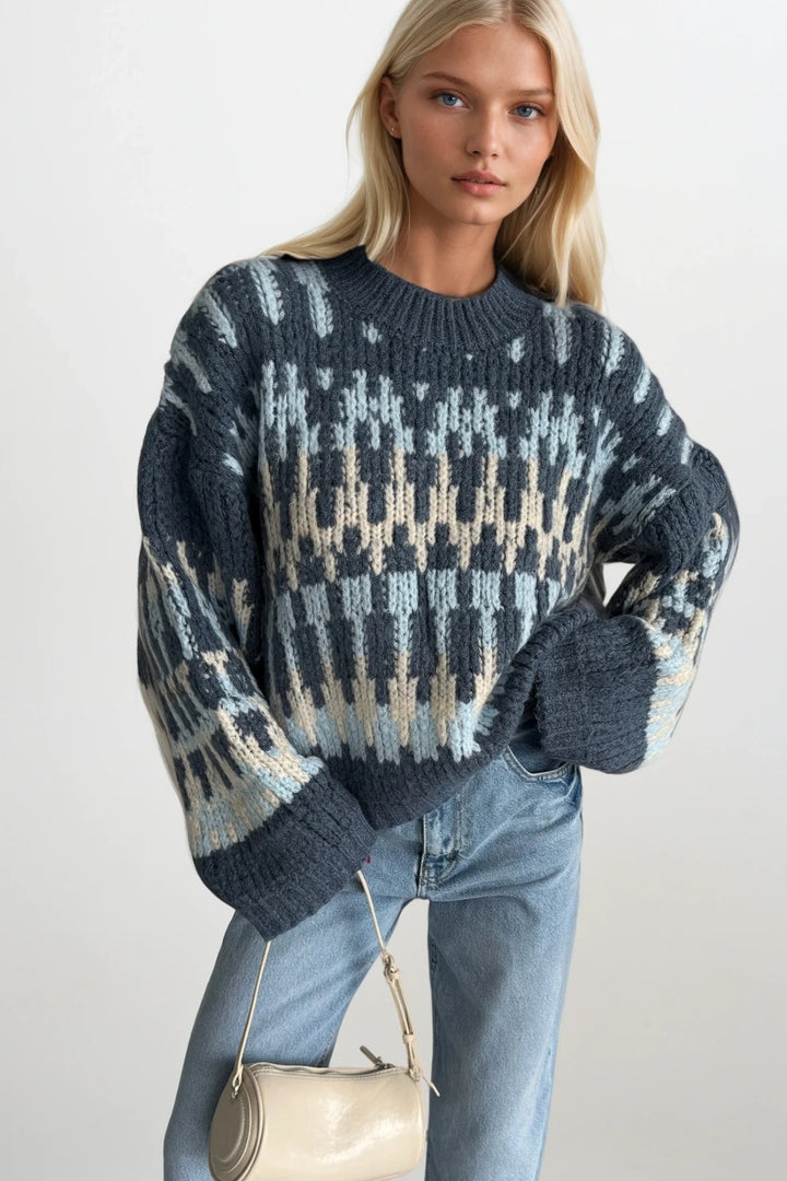 Desenlli Renkli Triko Kazak