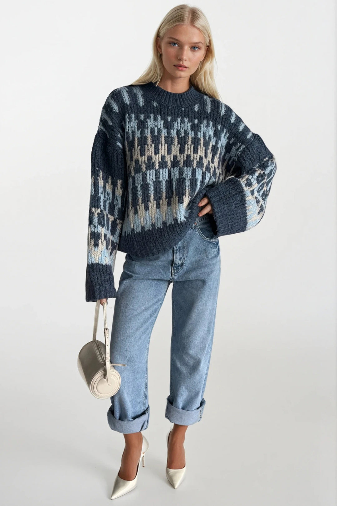 Desenlli Renkli Triko Kazak