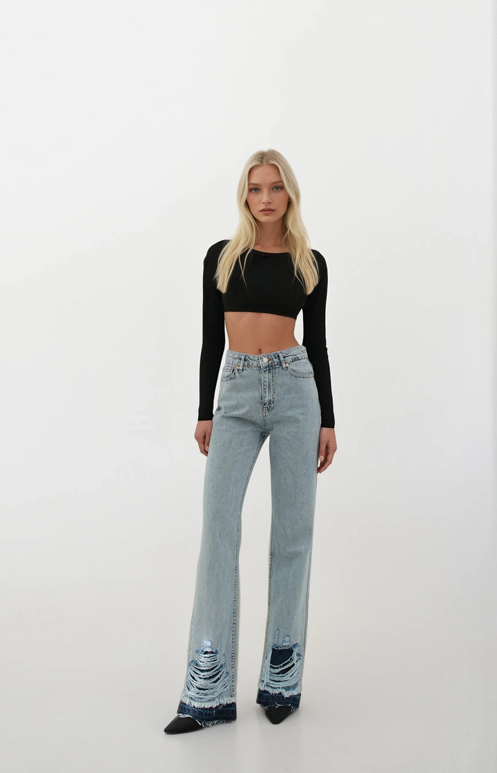 Blue Jeans with Torn Legs 