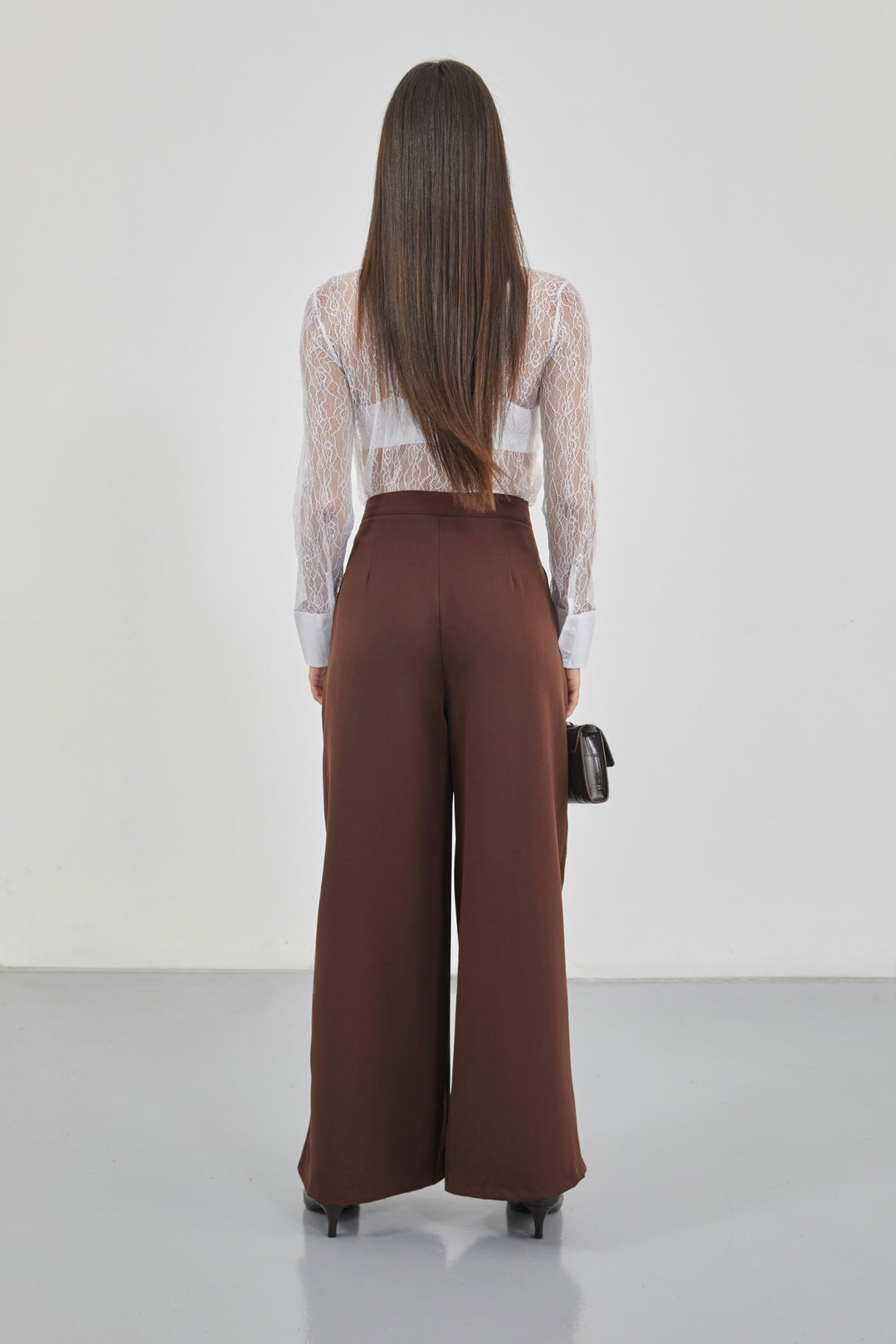 Casual High Waist Brown Trousers 