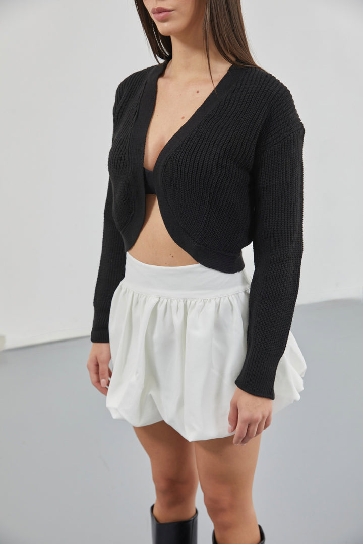 Balloon Detail Mini White Skirt 