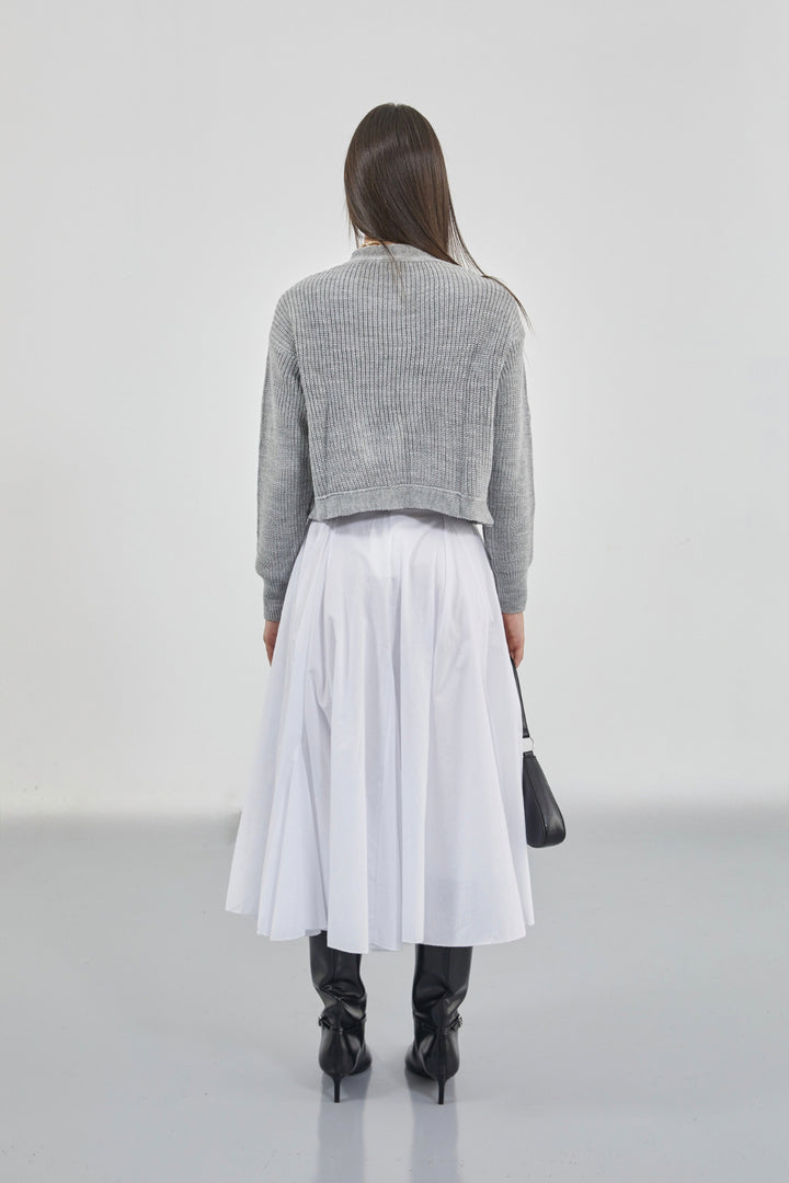 Stitch Detail Maxi White Skirt 