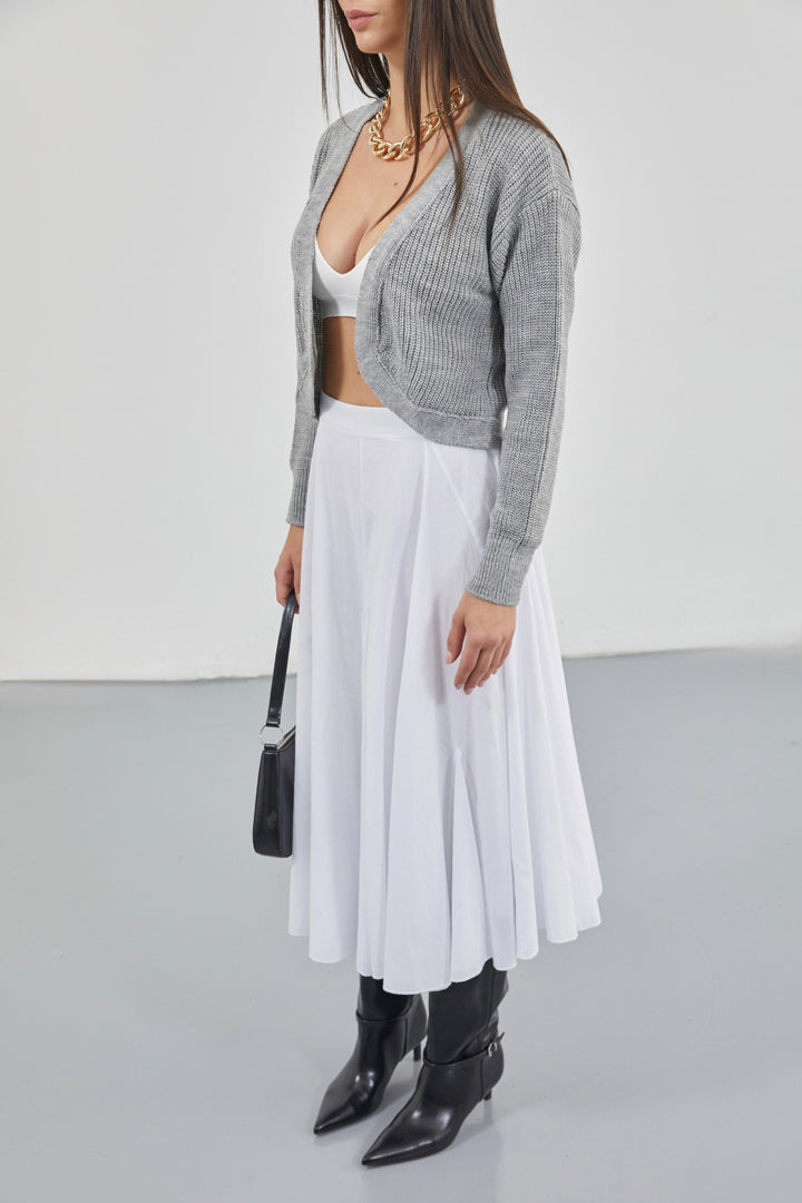 Stitch Detail Maxi White Skirt 