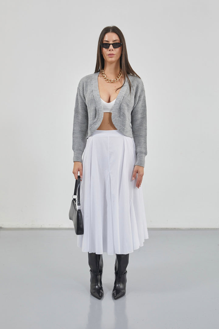 Stitch Detail Maxi White Skirt 