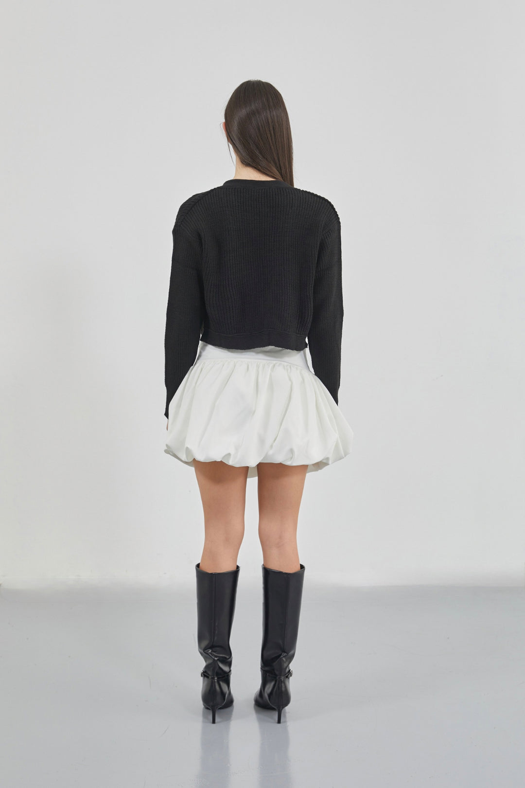 Balloon Detail Mini White Skirt 