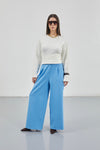 Casual High Waist Blue Trousers 