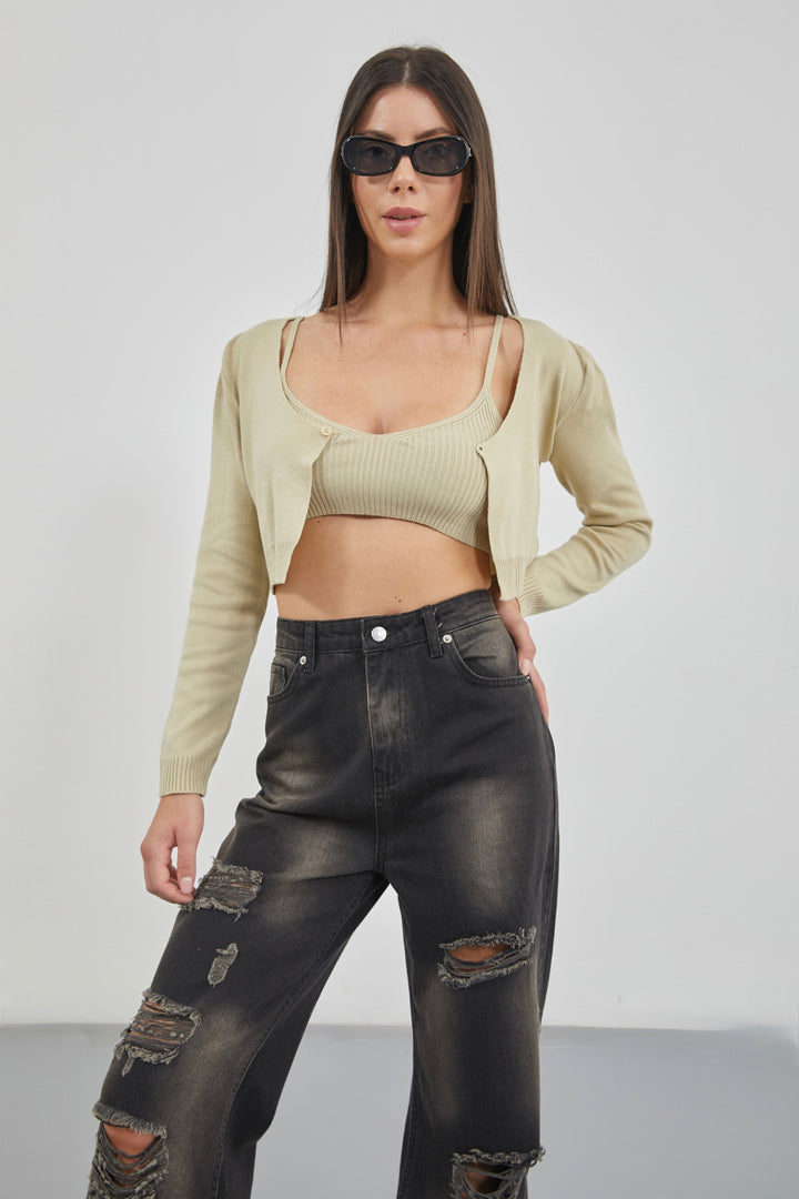 Laser Cut Wide Leg High Waist Black Jeans 