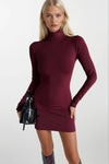 Balıkçı Yaka Mini Bordo Elbise