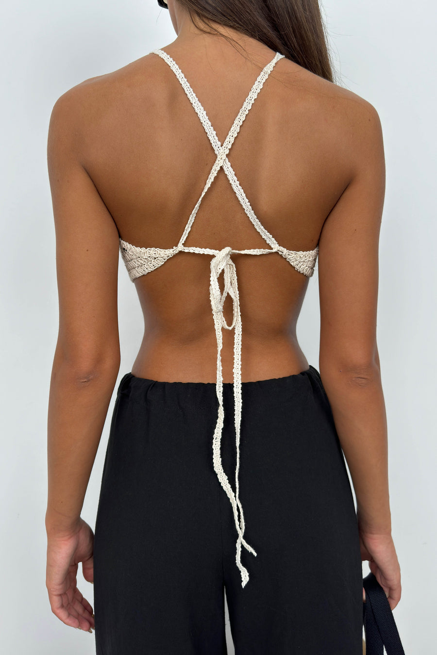 Openwork Tied Stone Brode Crop 