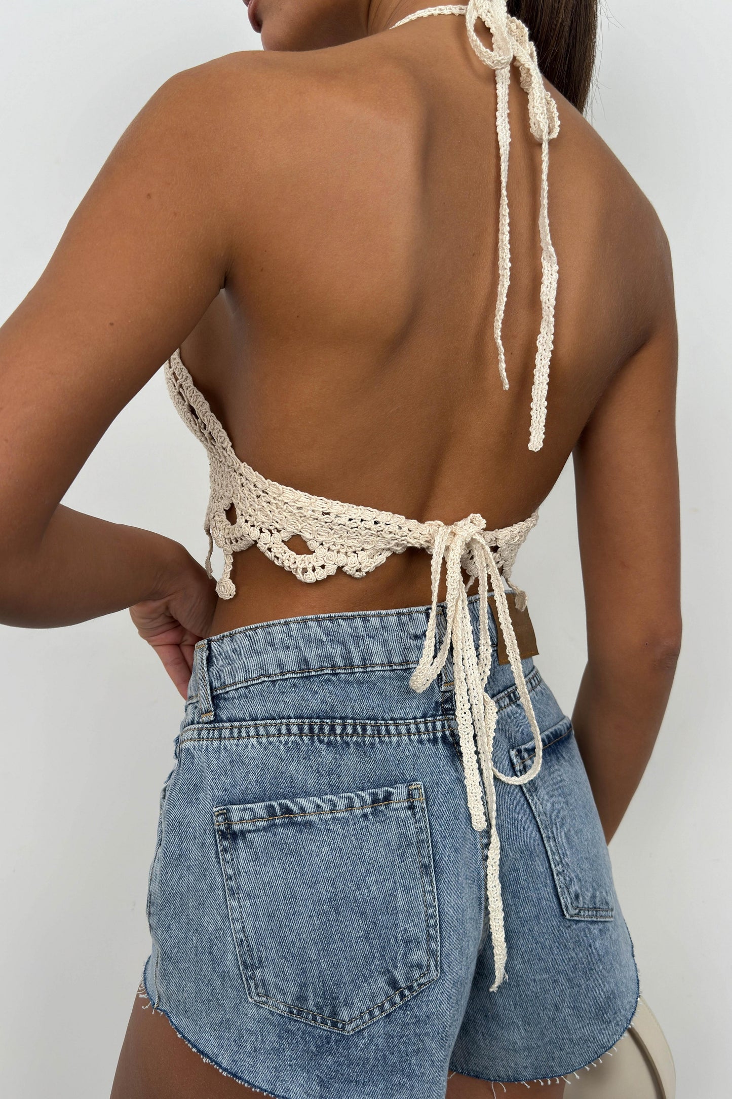 Openwork Embroidered Stone Crop Bra 