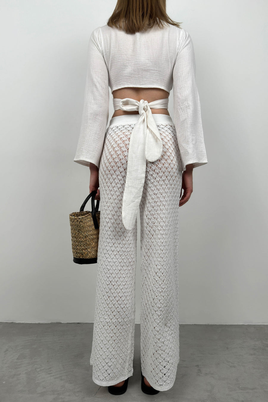 Openwork White Pareo Trousers 