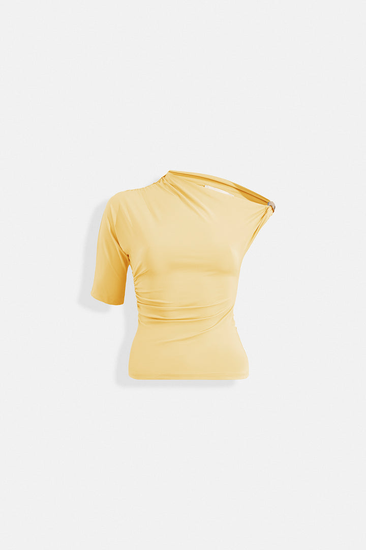 Accessory Detail Cutout Yellow Blouse