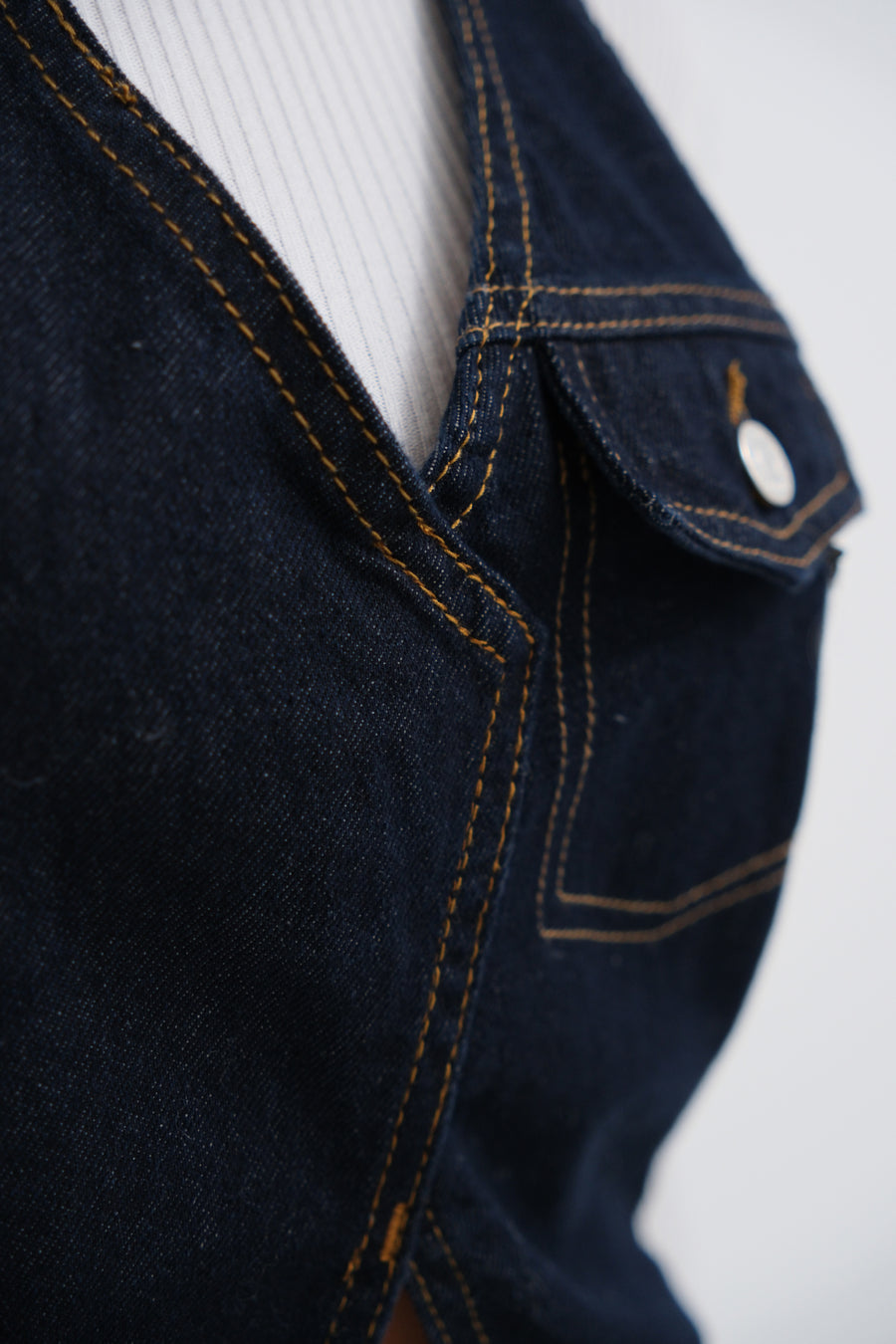 Asymmetric Denim Blue Vest 