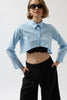 Asymmetric Cut Blue Crop Shirt 