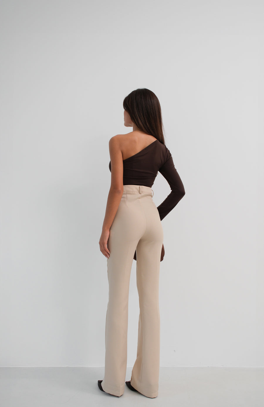 Asymmetrical One Shoulder Brown Crop Top 