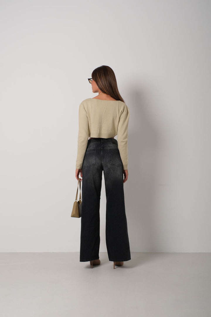 Askılı Bluz Hırka Bej Triko Takım